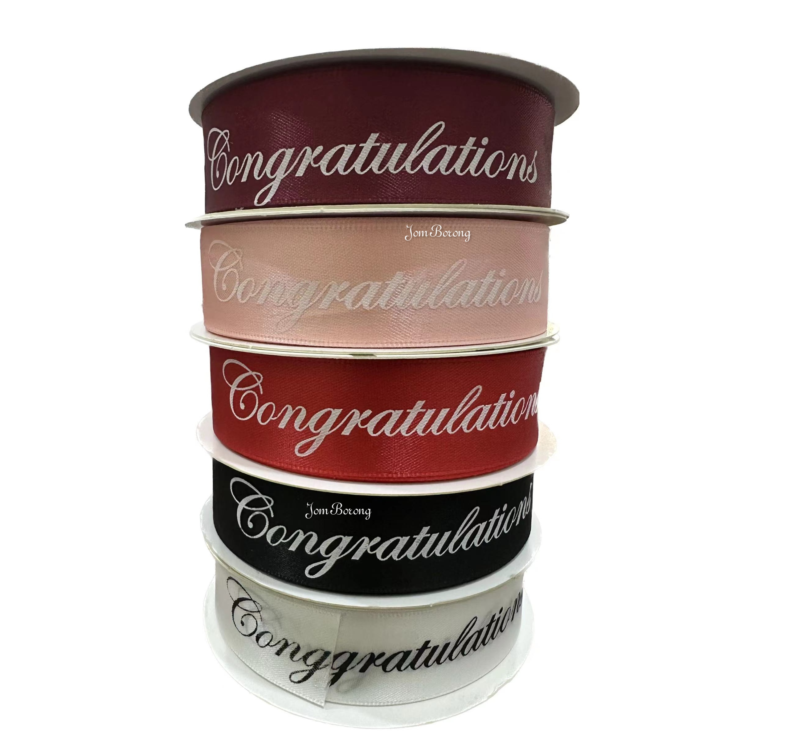 (22M) 2.5CM CONGRATULATION Ribbon Graduation Reben Riben Satin Flower ...