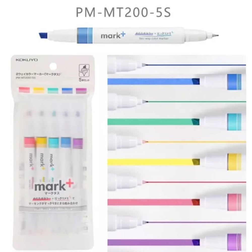 Kokuyo PM-MT200 Mark+ Two Way Color Highlighter Fineliner Marker PM ...