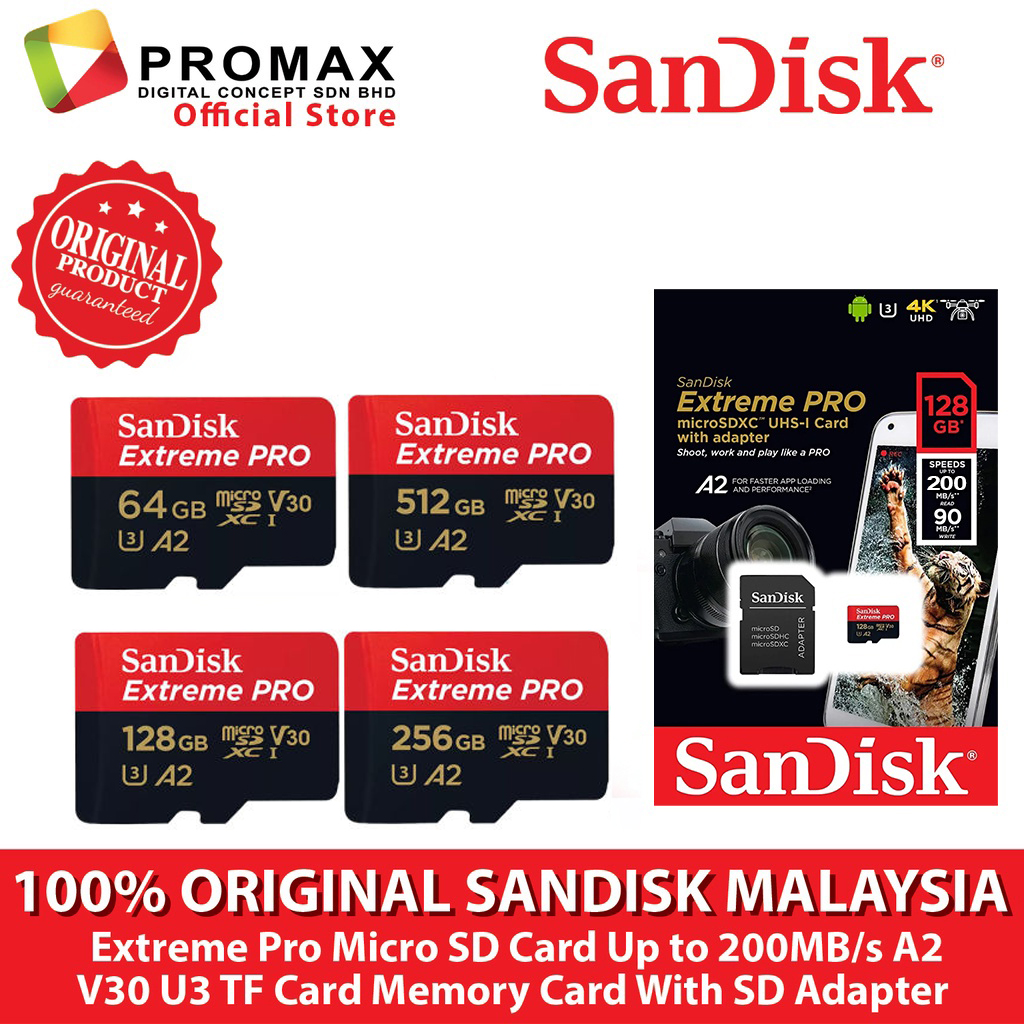 Sandisk Extreme Pro Micro Sdxc Card Gb Gb Gb Gb Up To Mb S Mb A V U Card