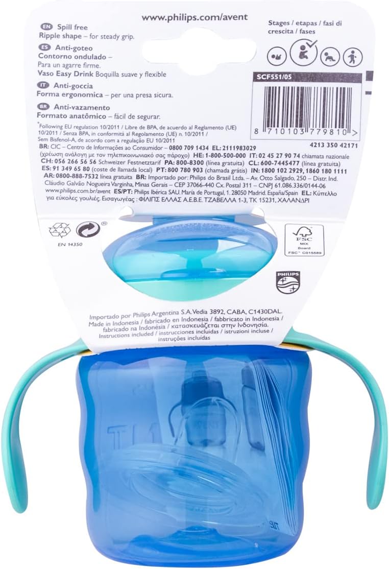 Avent Easy Sip Spout Cup with Handle 7oz/200ml Purple Pink/ Green Blue ...
