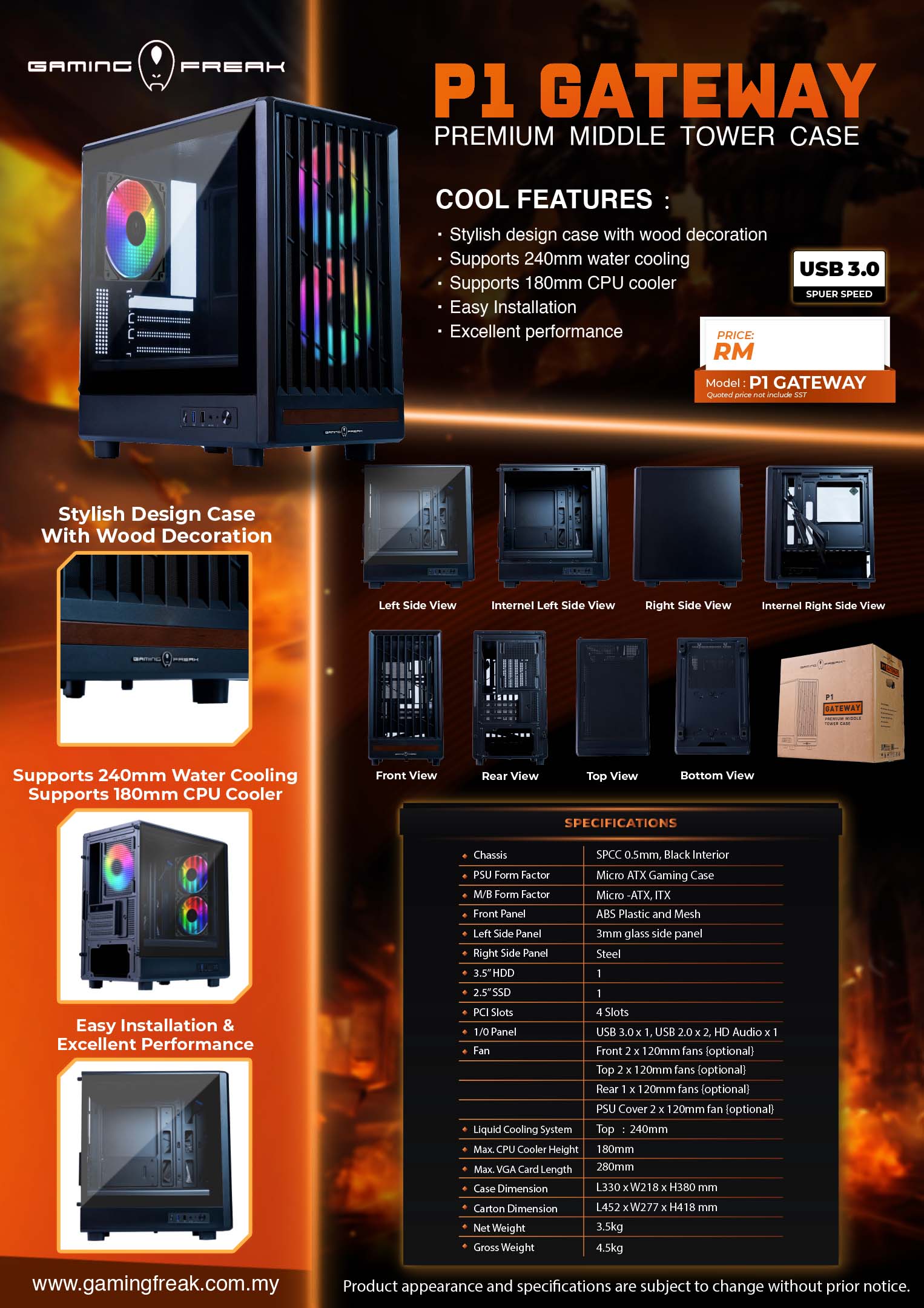 Gaming Freak P1 GATEWAY Premium Mid Tower Micro ATX Case | Shopee ...