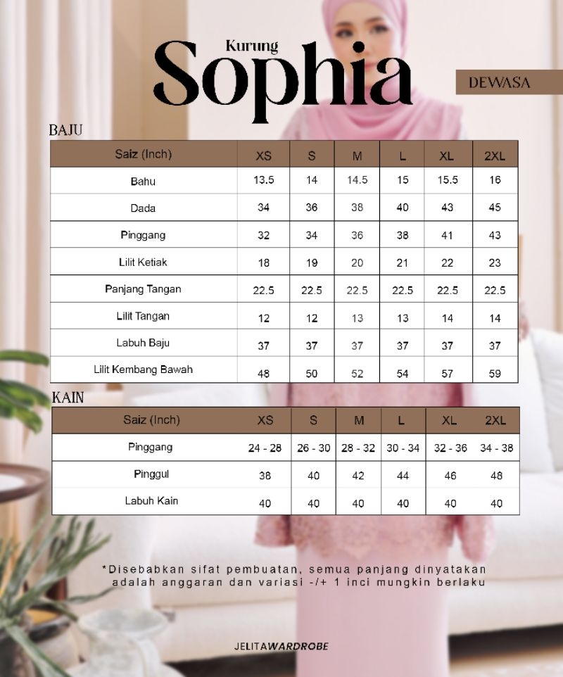 KURUNG LACE SOPHIA RAYA JELITA WARDROBE | Shopee Philippines