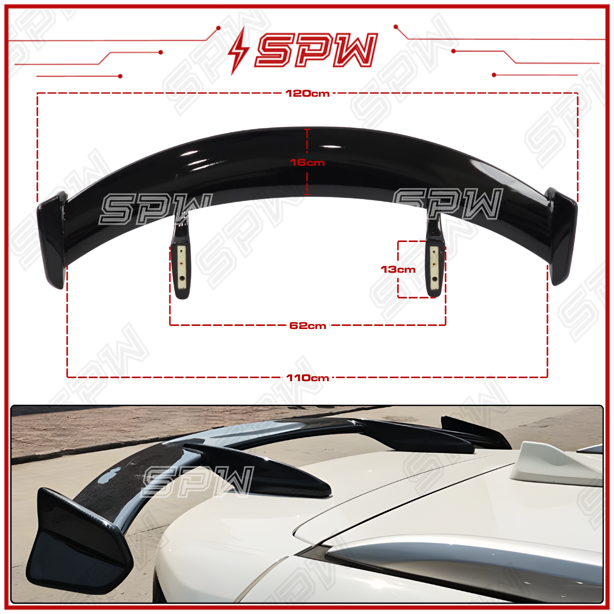 Universal Spoiler (B) Hatchback SUV MPV Rear Trunk MZ Spoiler GT Wing ...