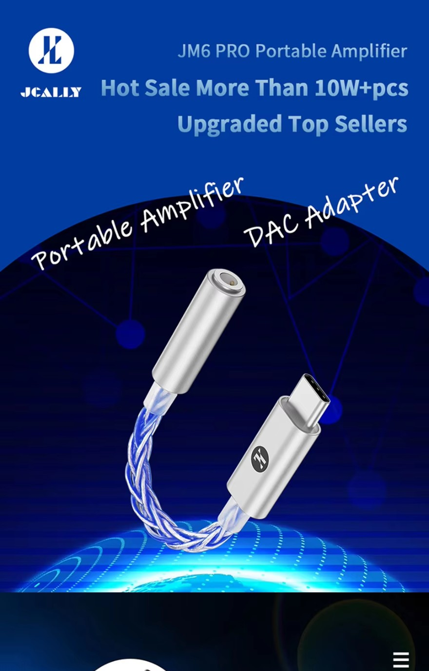 JCALLY JM6 Pro Type-C To 3.5mm CX31993 Digital Audio Portable Decoding Amp Hifi Dac Mobile Headset Usb I2742670088