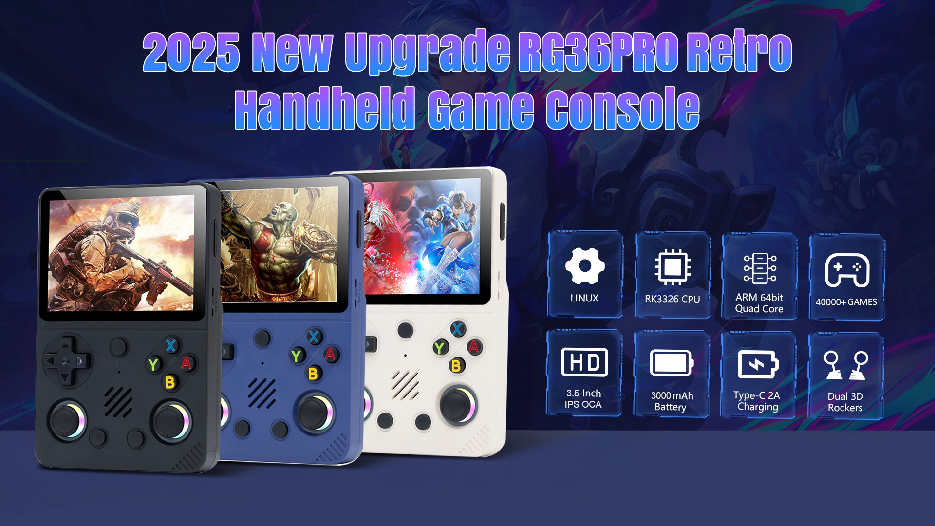 RG36 Pro Retro Game Console Linux System 3.5Inch IPS Screen Handheld ...