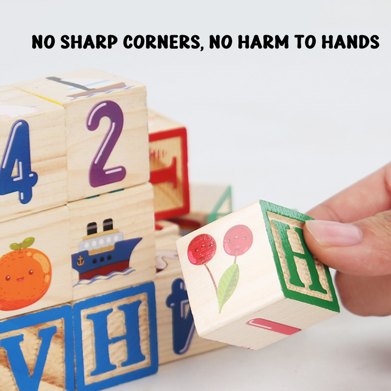 ABC/123/Shapes/Patterns Blocks Set With Storage Wooden Box (26 pcs ...
