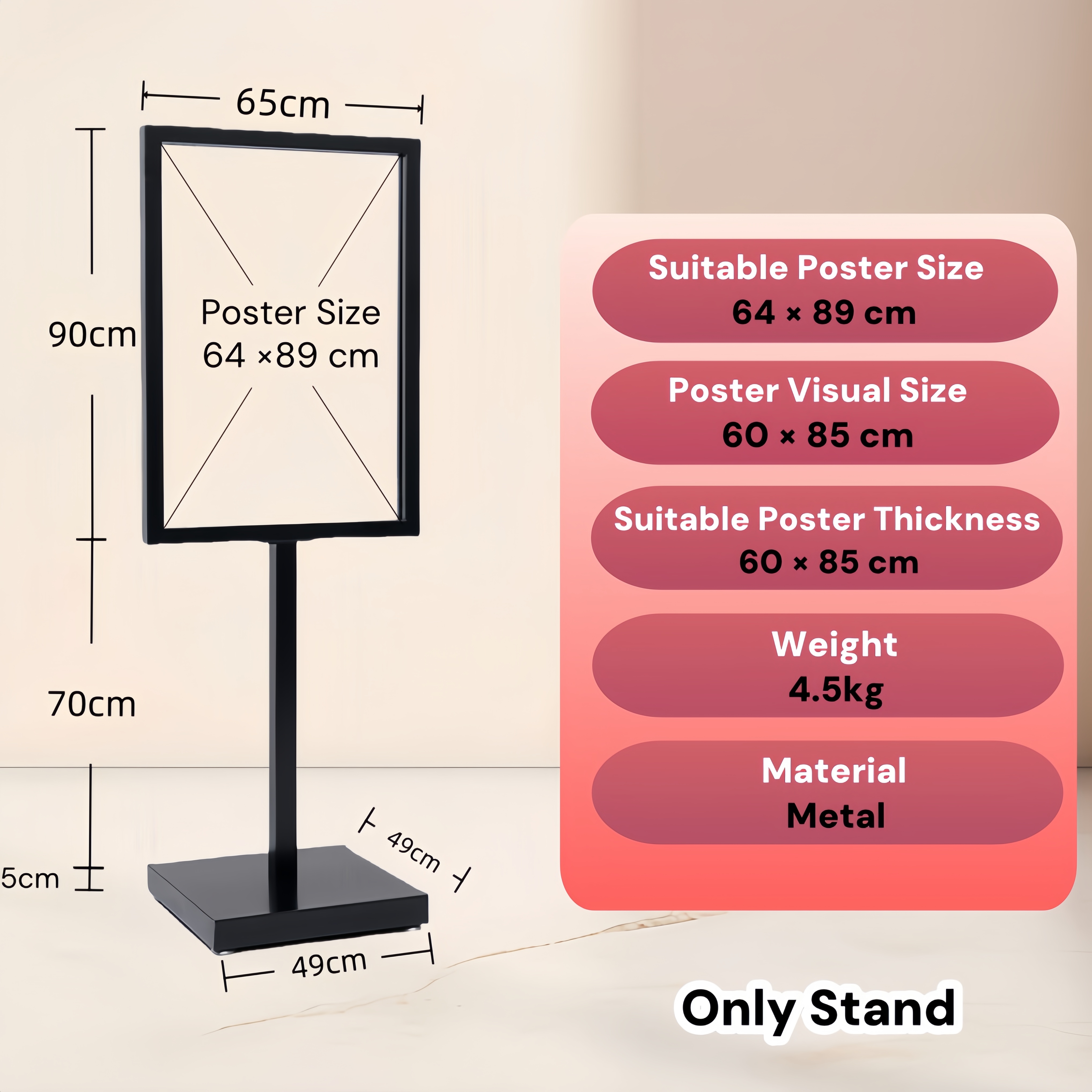 Heavy Duty Poster Display Stand Mall Restaurant Metal Signage Stand ...