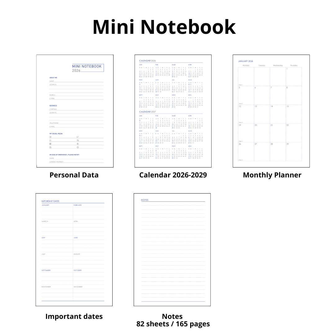 Mini Planner Notebook 2026 PVC Cover A6 Small Notebook 2026 Calendar ...