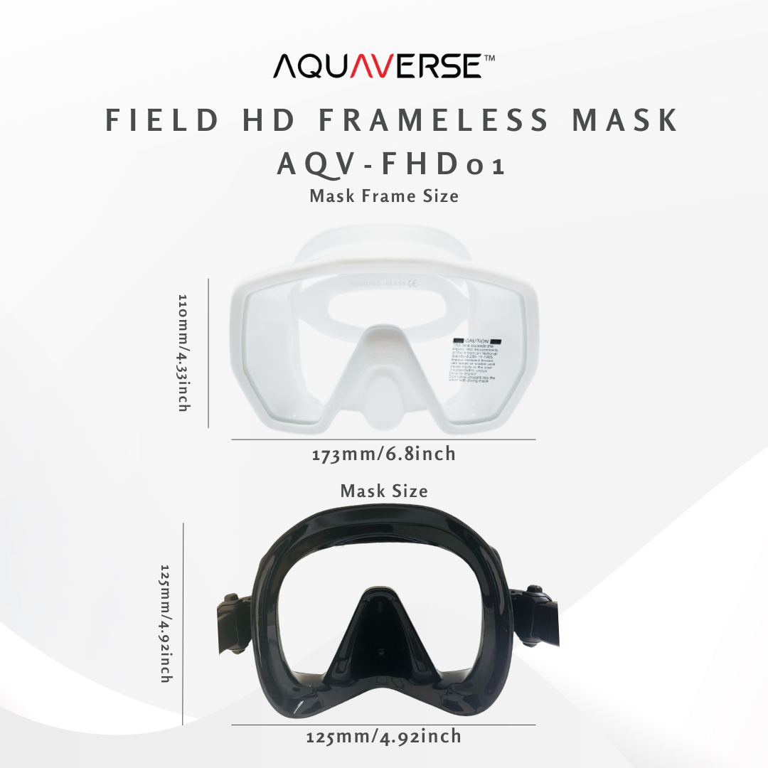 AQUAVERSE Field HD Frameless Scuba Diving Mask Asian Fit Wide View AQV ...