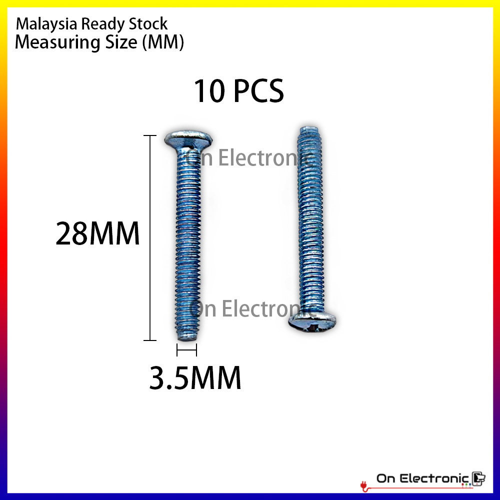 10 PCS SWITCH SOCKET THREAD SCREW FOR ELECTRICAL PVC BASE M3.5 PAN ...