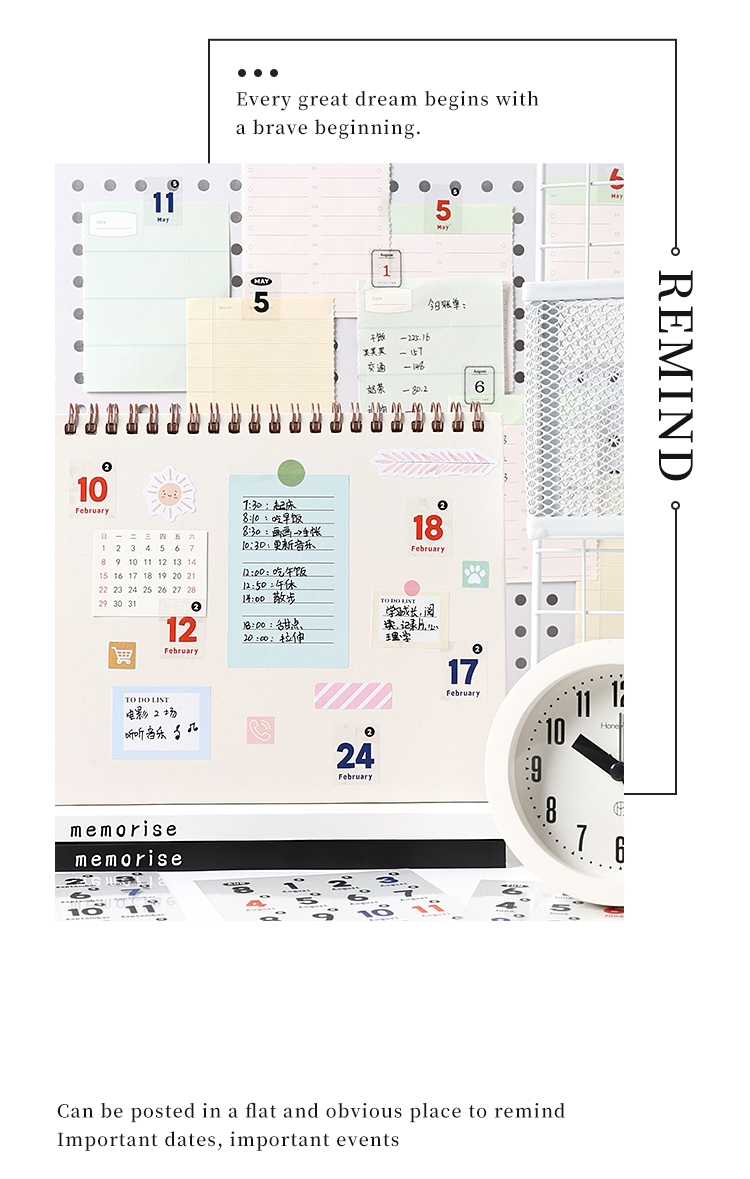(PET) 365 Days Perpetual Calendar Date Decorative Stickers DIY ...