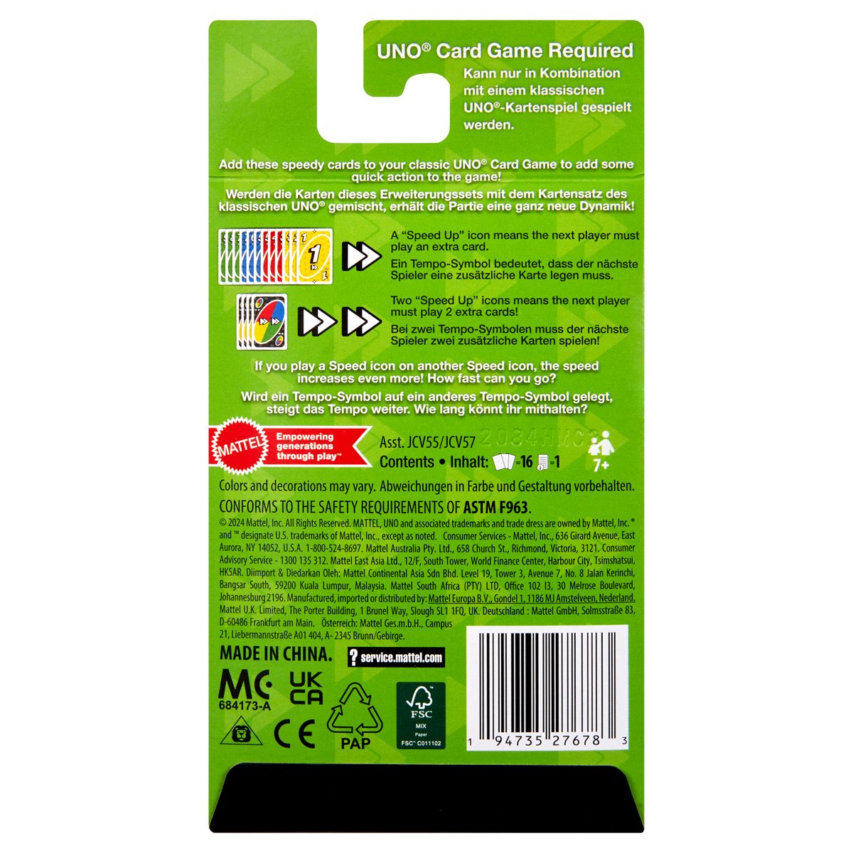 UNO Add-On Packs, Mattel ,16 Cards to Use with the UNO Game, Themed ...