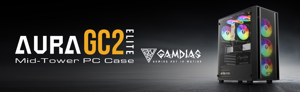 Gamdias AURA GC2 ELITE ATX Mid-Tower Case with Build-in 4 RGB Fans ...
