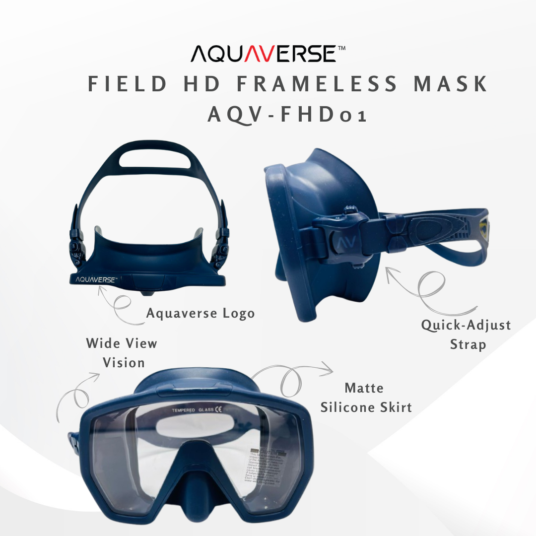 AQUAVERSE Field HD Frameless Scuba Diving Mask Asian Fit Wide View AQV ...