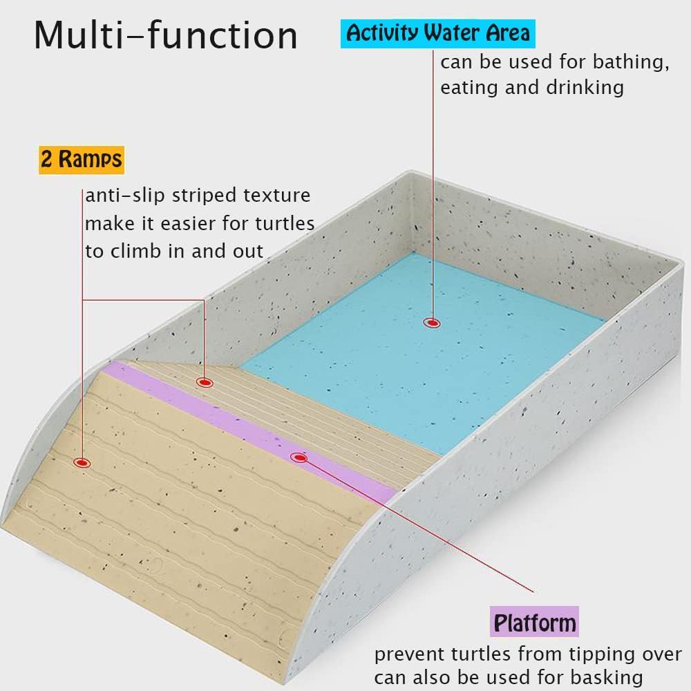 Reptile tortoise turtle feeding dish ramp basking platform plastic ...