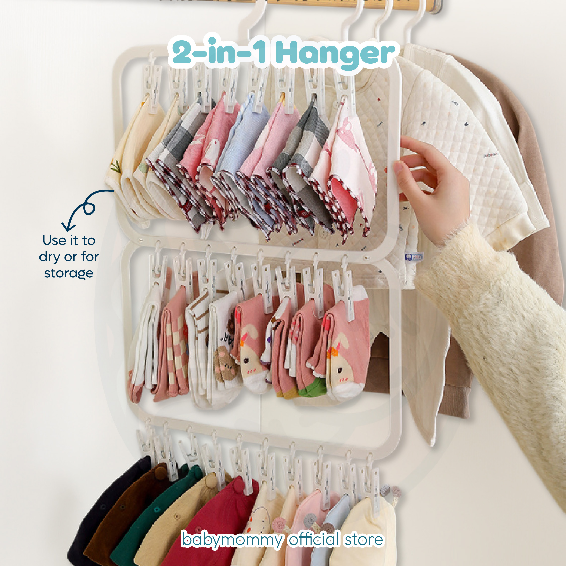 Babymommy Baby Kids Clothes Hanger 3 Tier Drying Rack Wardrobe Socks ...