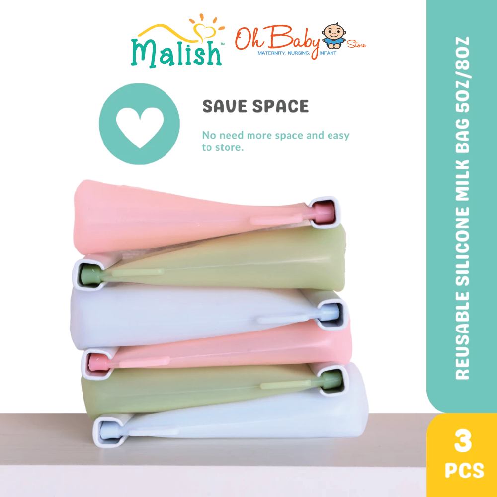 Malish Reusable Silicone Breast Milk & Baby Food Storage Bag (3pcs