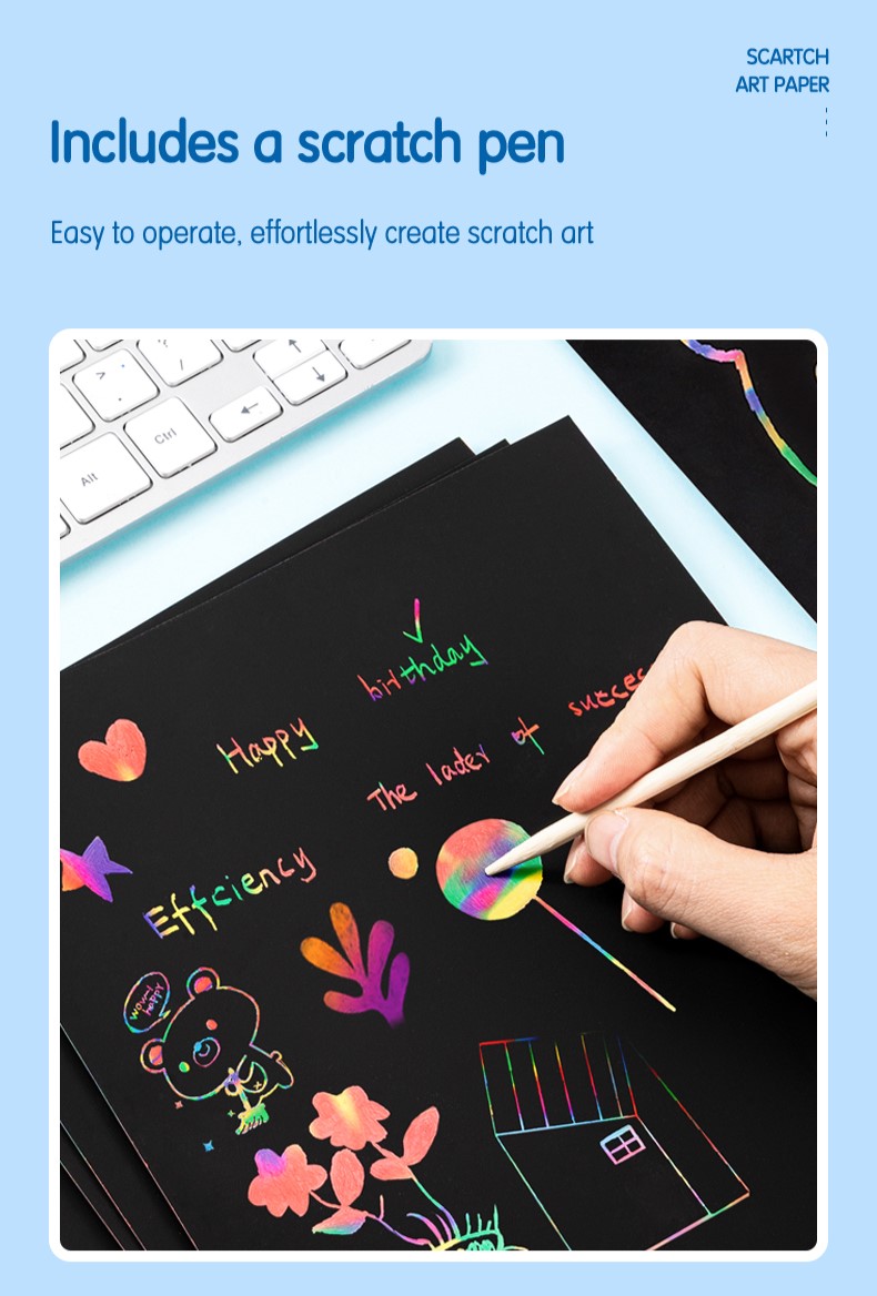 Deli Colorful Art Scratch Drawing Paper Magic Art Painting DIY Kids ...