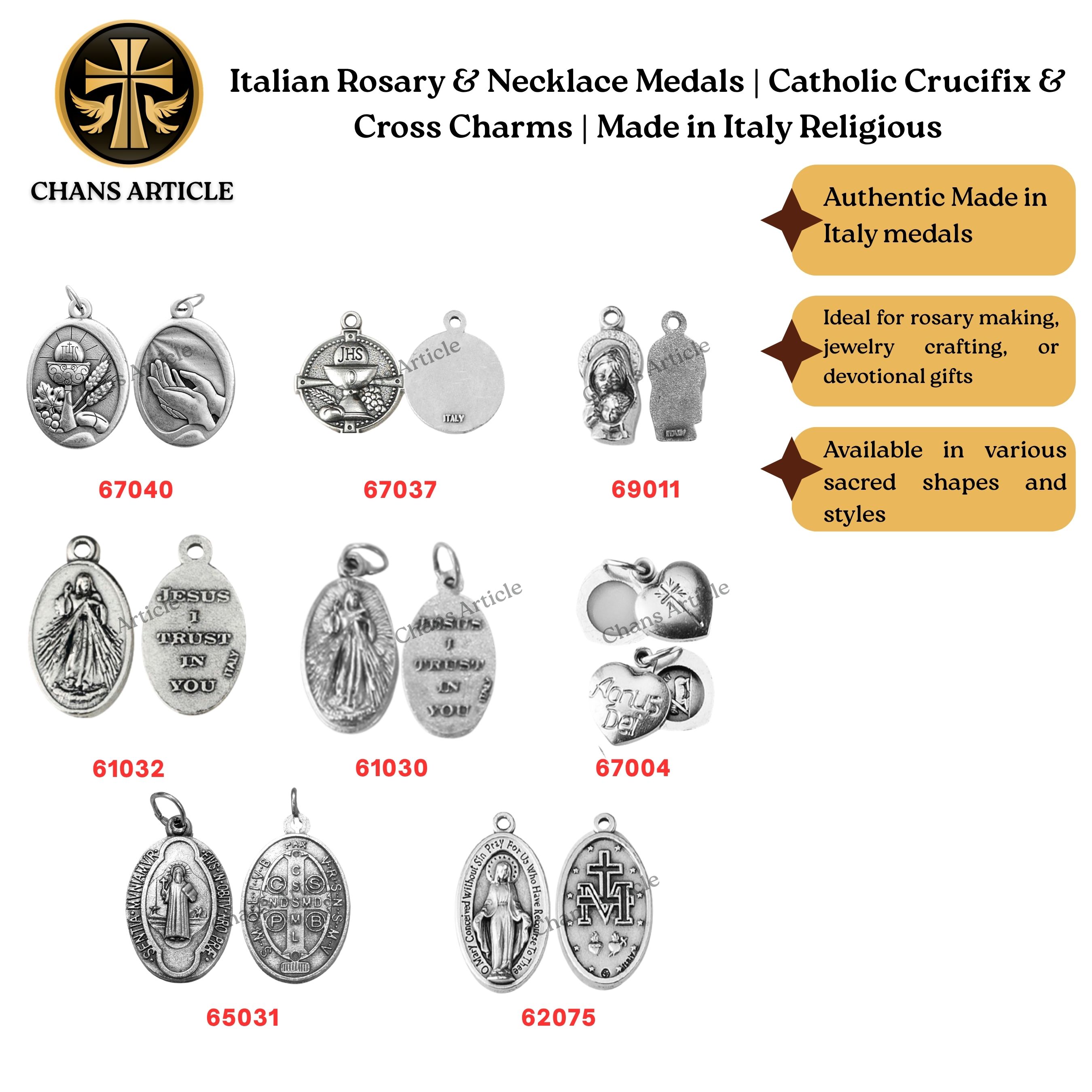 Italian Rosary & Necklace Medals Catholic Charms Made in Italy | Shopee ...
