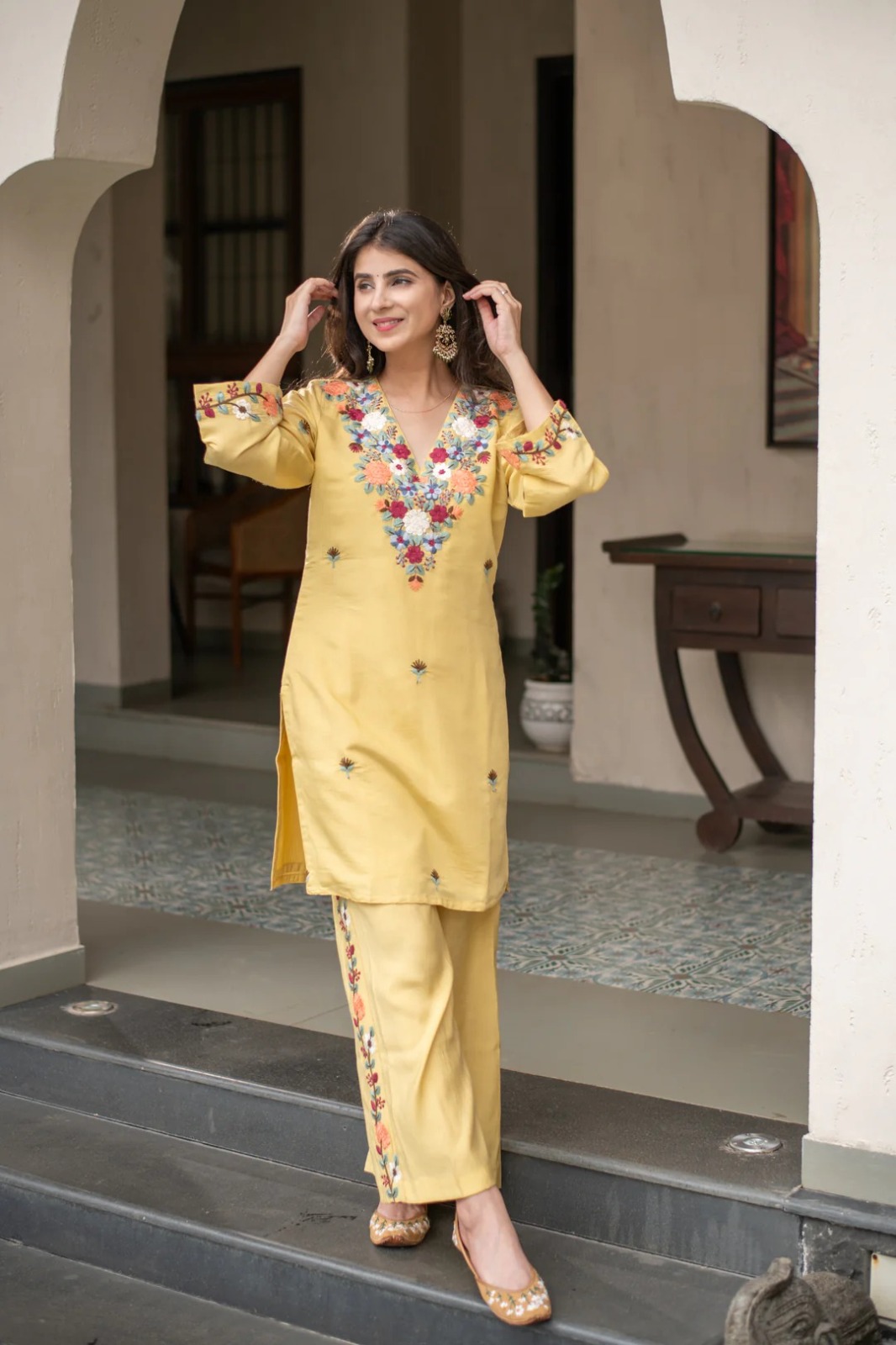 XS - 4XL MVITA LIVING CREATION Beautiful Designer Print Work In French ...