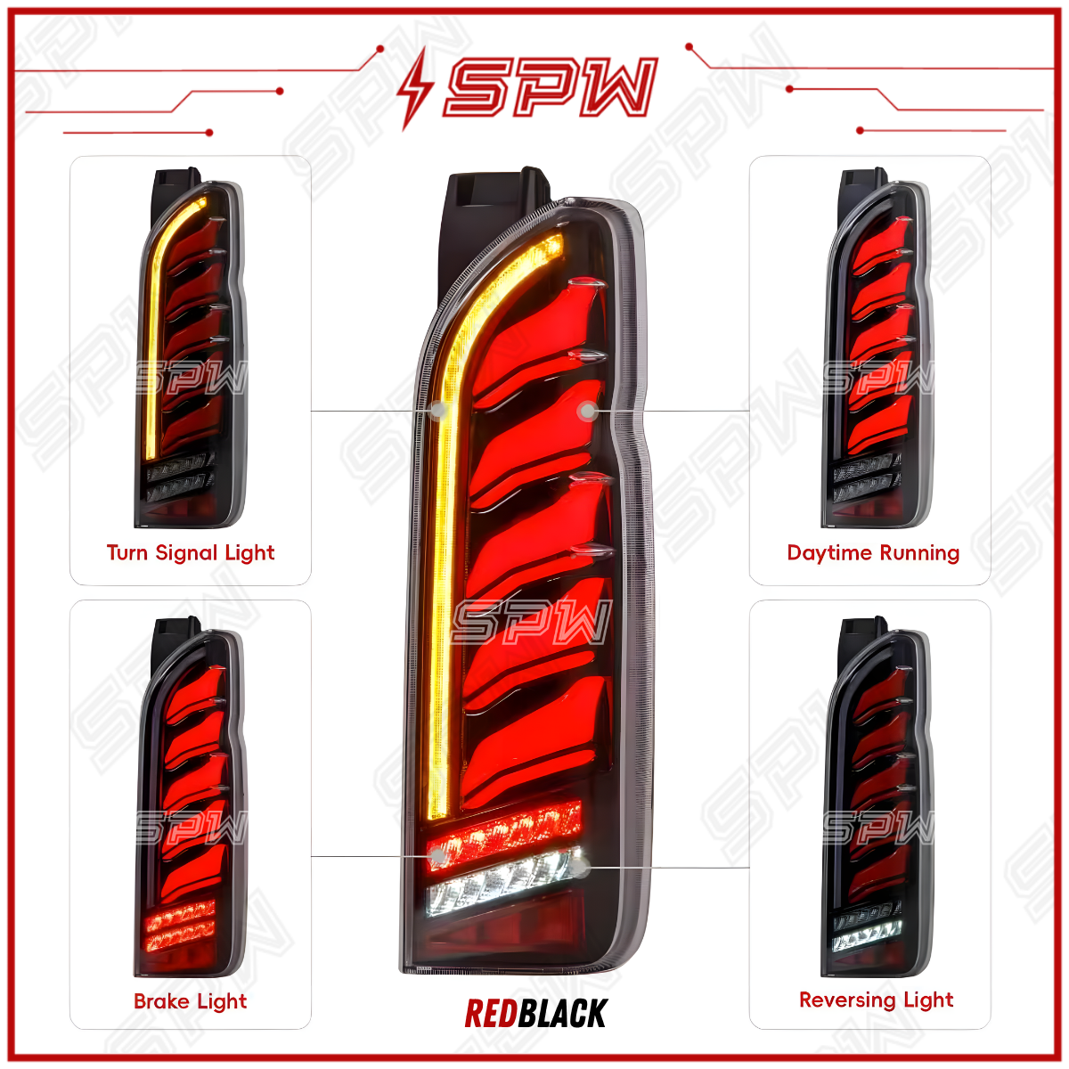 Toyota Hiace (2005-2018) Tail Lamp Tail Light Dynamic LED Daylight DRL ...