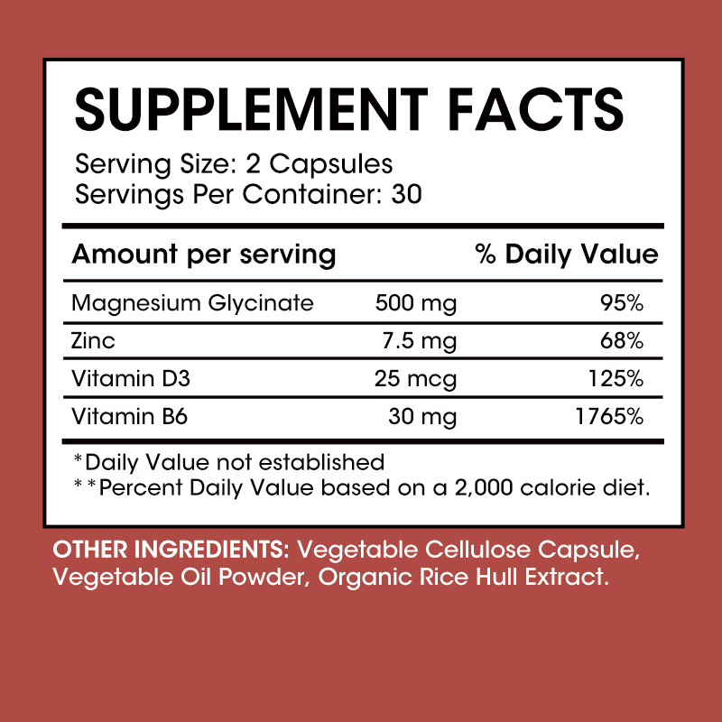 Magnesium Glycinate + Zinc Vitamin D3 B6 Heart Healthy Bone and ...