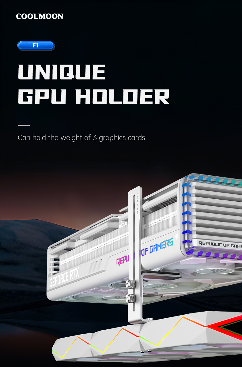 Coolmoon F1 Aluminum Unique Adjustable GPU Holder Stand Graphics Card ...
