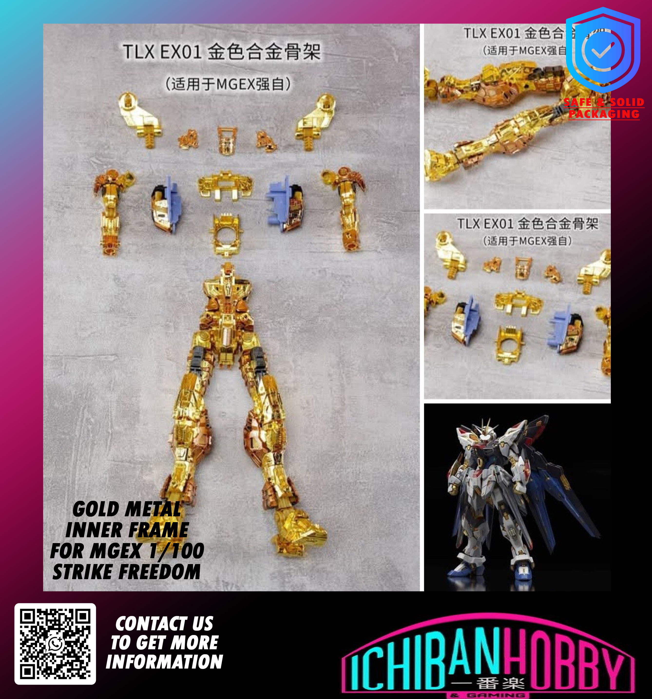 TLX EX01 GOLD METAL INNER FRAME FOR MGEX 1/100 STRIKE FREEDOM | Shopee ...
