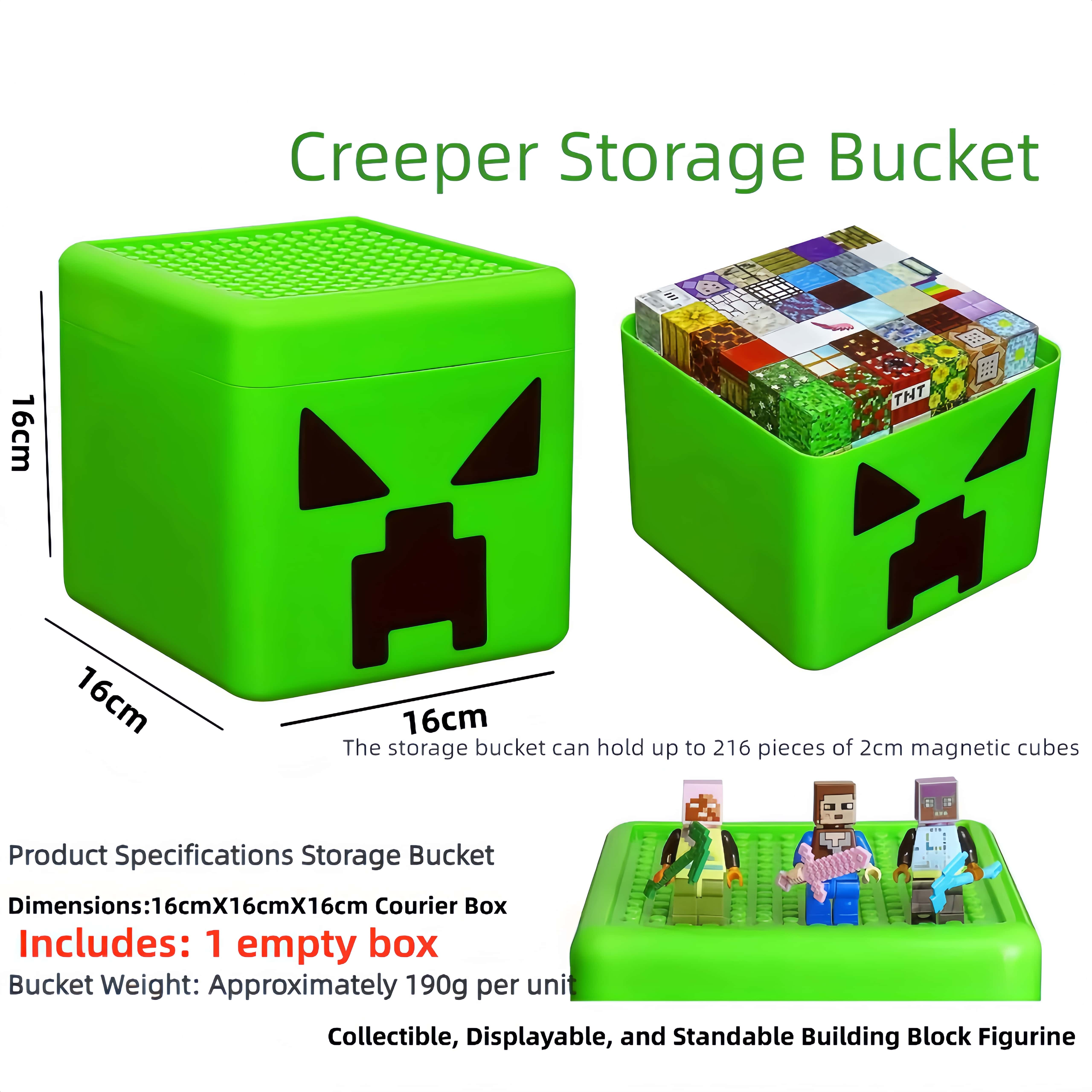MY WORLD Creeper TNT Storage Box DIY Magnetic Blocks Toy Storage Box ...