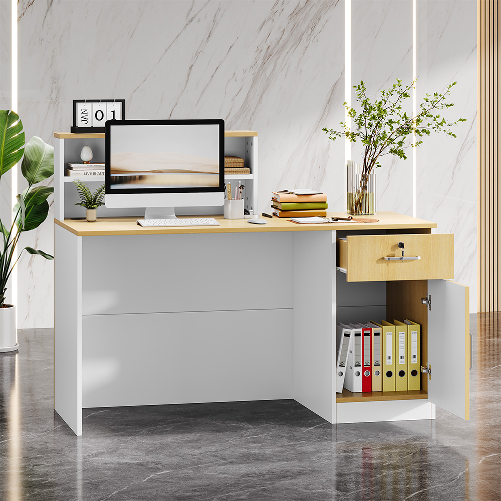 Rectangular Reception counter with Filing Cabinet for Store cashier ...