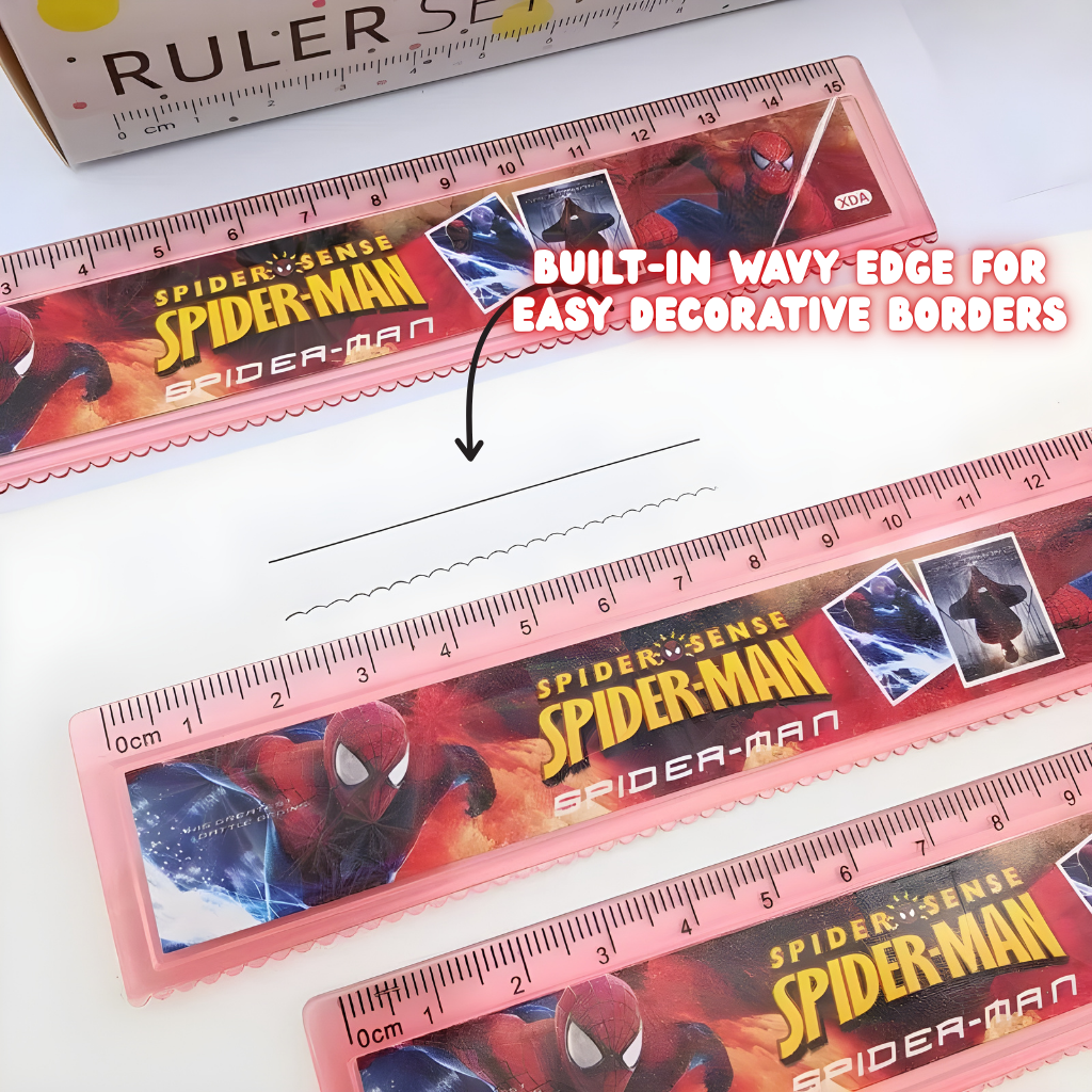 RULER 15cm Spider Man Pembaris Sekolah Alat Tulis Cartoon Plastic ...