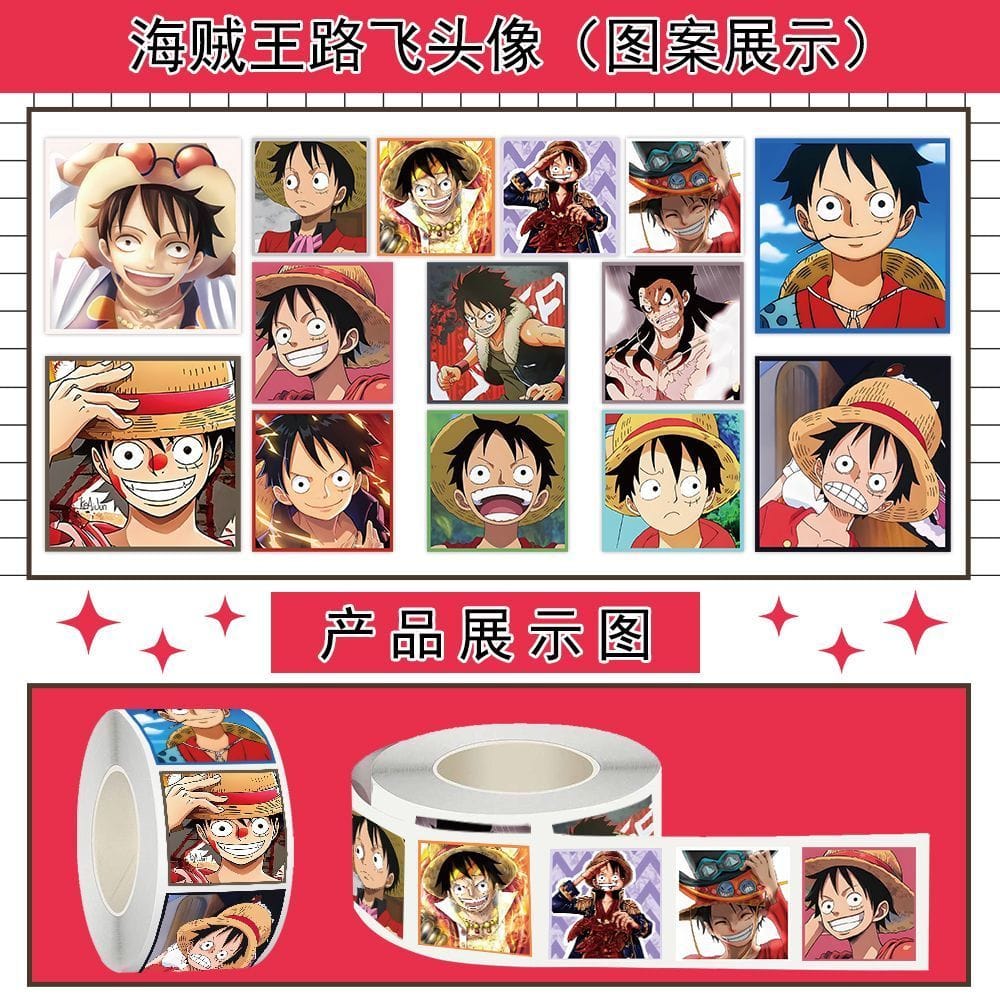 500pcs One Piece Luffy Anime Gulungan Pelekat Sticker Roll Tapes ...