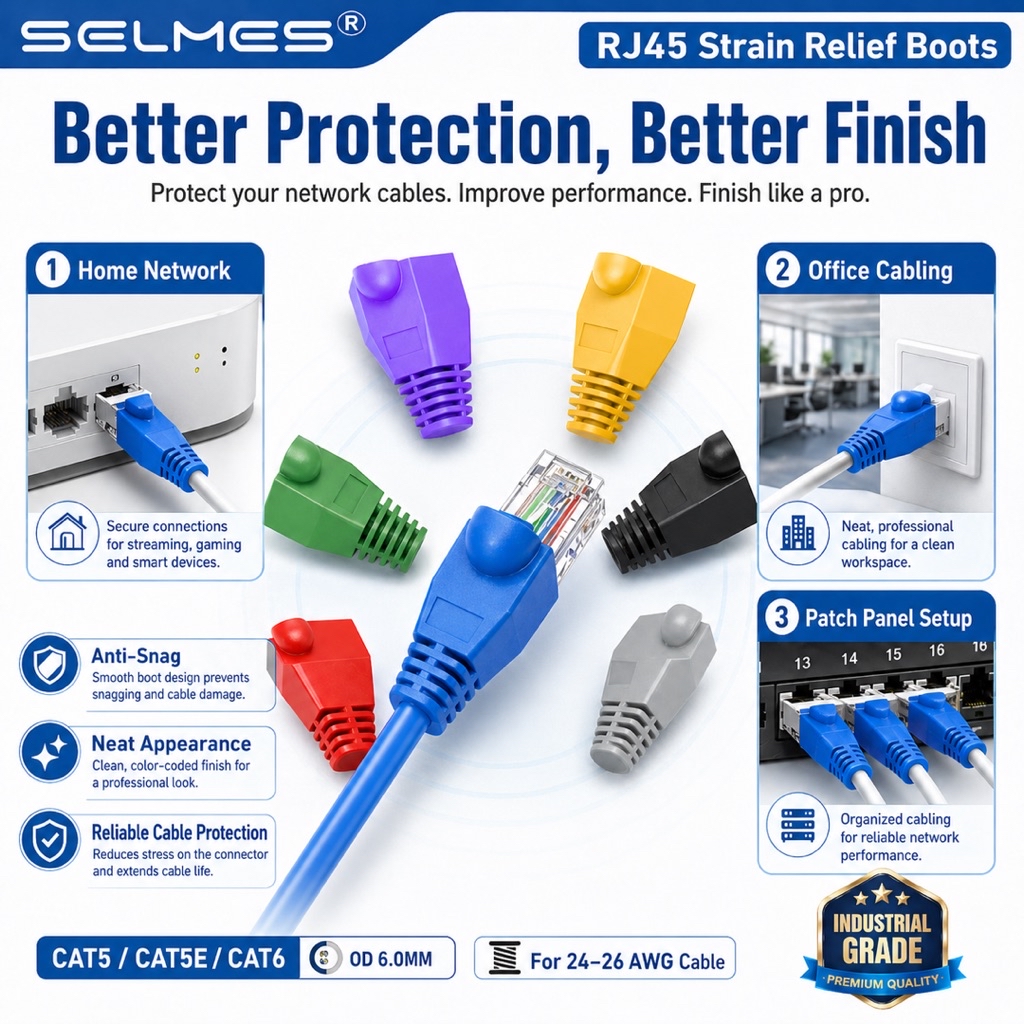 RJ45 Ethernet Network Cap SELMES OD 6.0MM LAN Strain Relief Boots ...