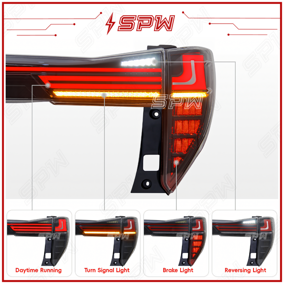 Toyota Innova TGN140 (2016-2022) (B) 3pcs Tail Lamp Tail Light Rear ...