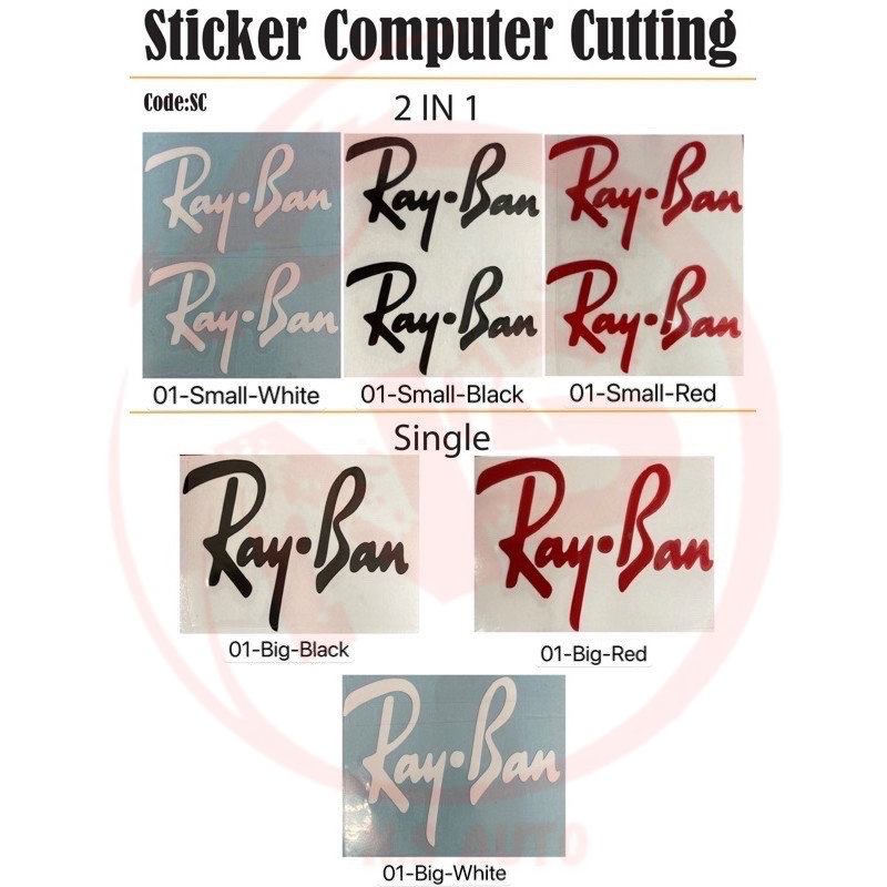 Ray Ban //Sticker Computer Cutting-For Car Motor Bicycle//Red Black ...