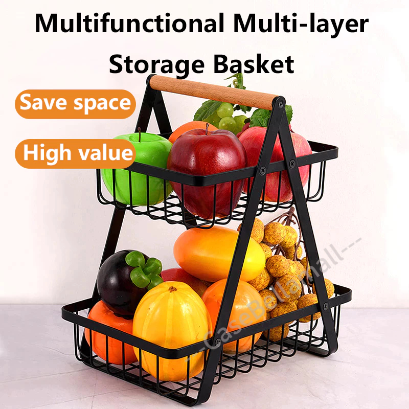 2/3 Tier Kitchen Storage Rack Fruit Vegetable Basket Home Organizer ...