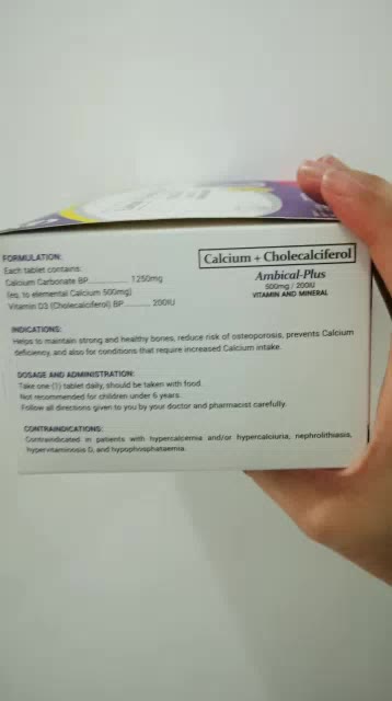 AMBICAL PLUS 500mg/200IU Calcium + Cholecalciferol (Vit D3) Tablet ...