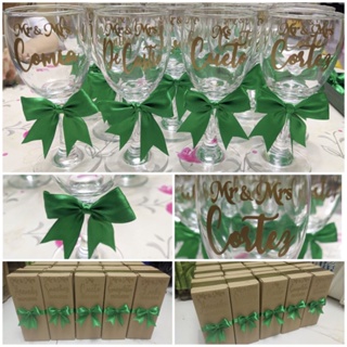 Custom Monogram Stemmed Wine Glass Gifts for the Bride by Kim Stealey