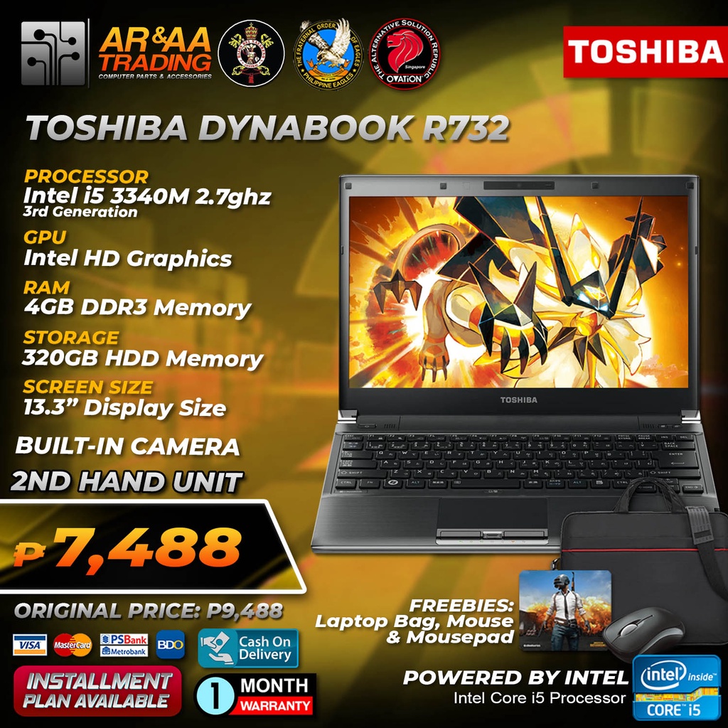 Laptop TOSHIBA R732 Intel Core i5 3340M 2.7ghz 4gb 320gb HDD(3rd