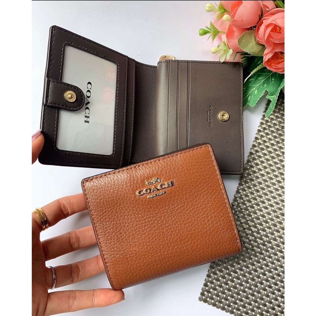 C.O.A.C.H C2862 Snap Wallet in Redwood Refined Pebble Leather with ...