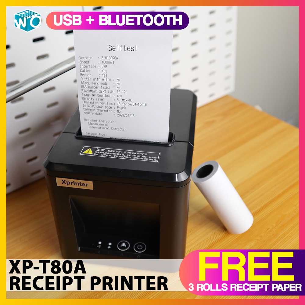 XPT80A 80mm Receipt Printer Bluetooth Thermal Printer AUTO CUT FREE 3
