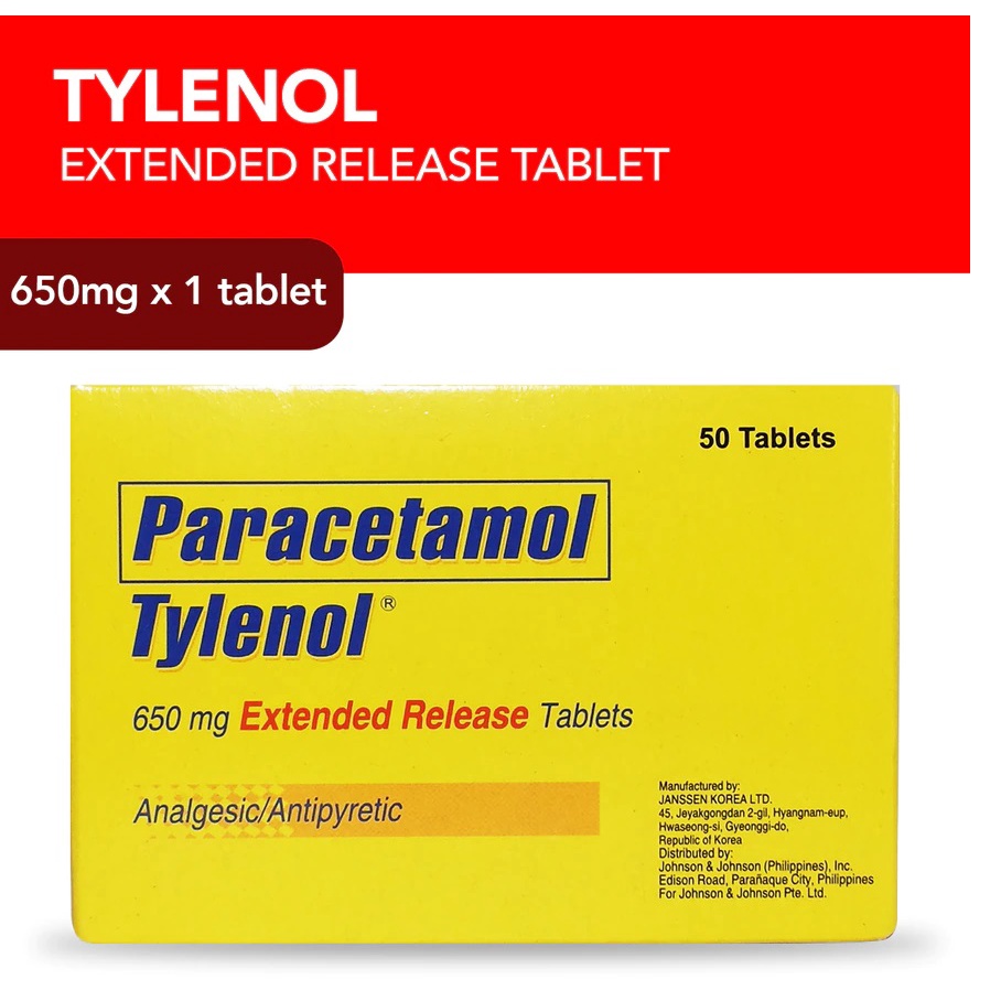 Tylenol Paracetamol Extended Release 650 mg 1 Tablet Shopee Philippines