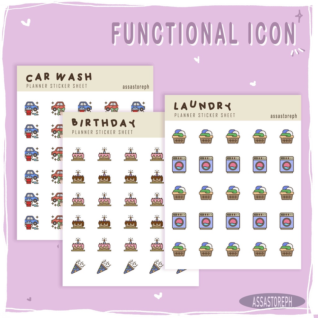 Functional Icon Planner Sticker Sheet | Assastoreph | Shopee Philippines
