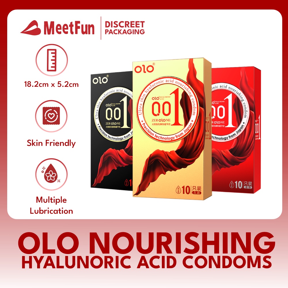 Olo 001 Hyaluronic Acid Nourishing Ultra Thin Condoms Natural Latex Rubber Condom 10pcsbox