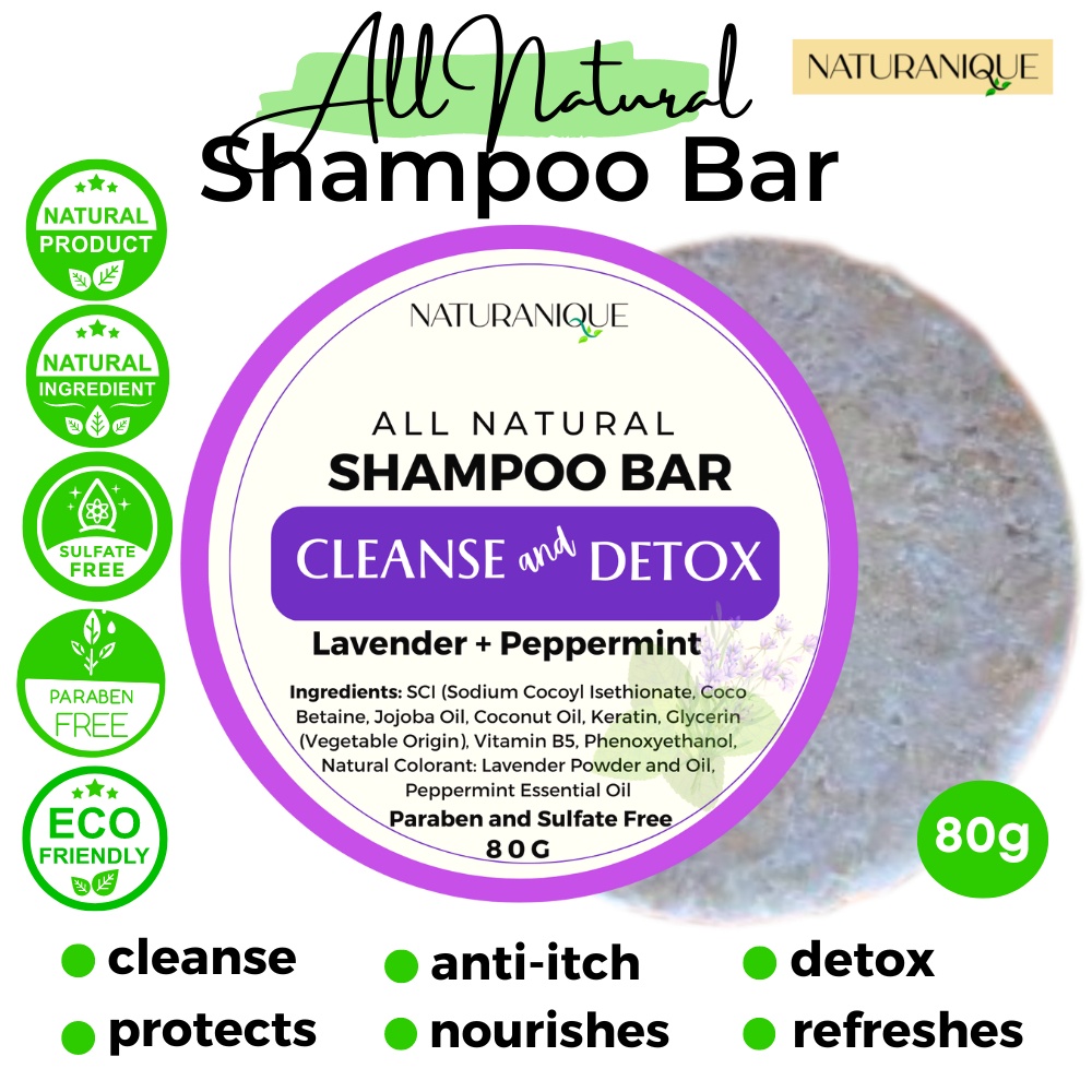 Cleanse & Detox Natural Shampoo Bar Itchy Scalp Oily Dandruff Fizzy
