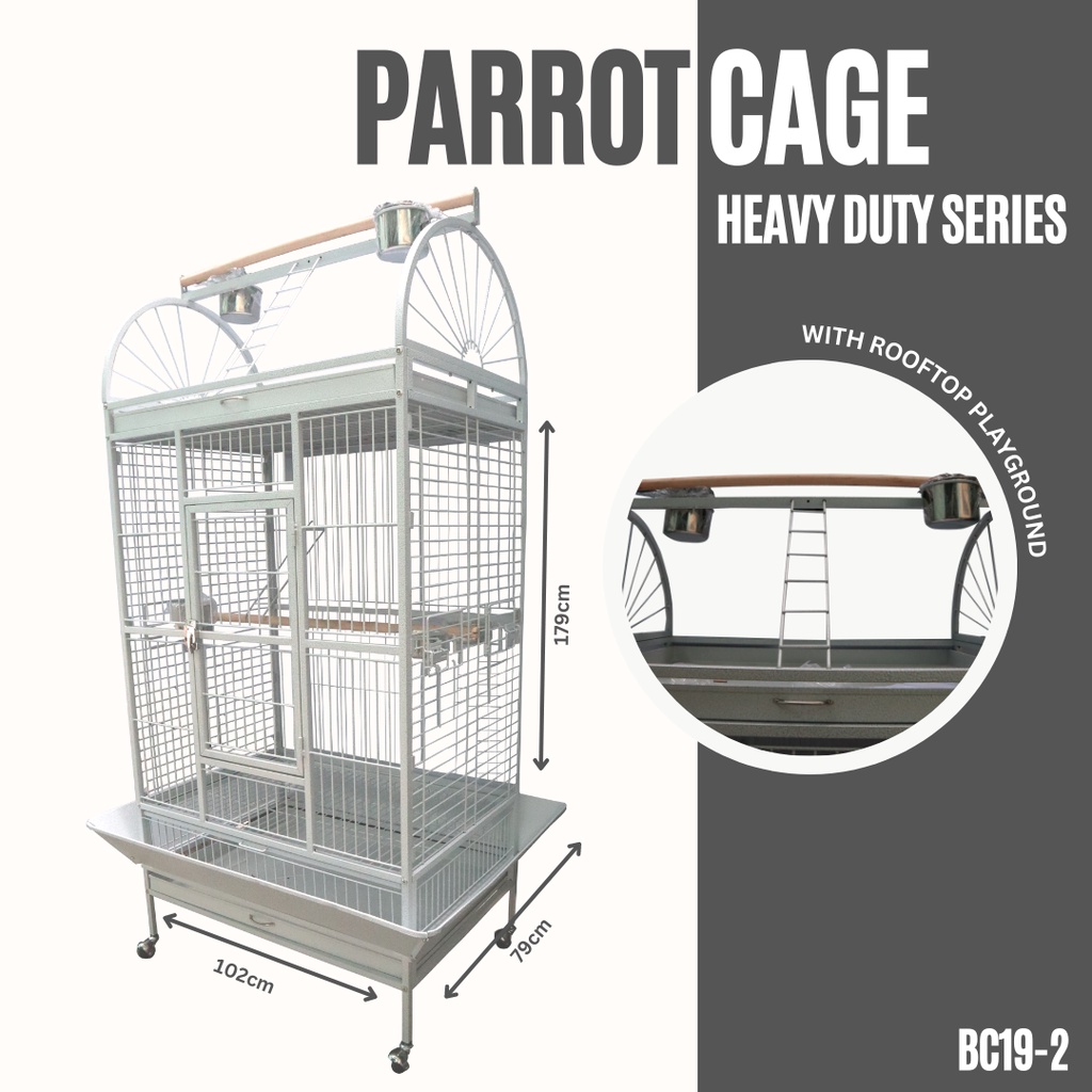 Image showcasing (BC19-2)HEAVY DUTY PARROT CAGE WITH PLAYTOP (White) | Shopee Philippines