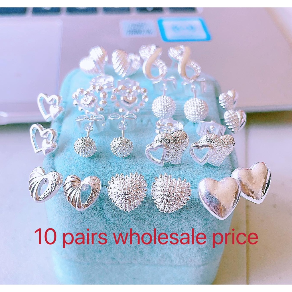925 Silver Earrings 10 Pairs Wholesale Price | Shopee Philippines