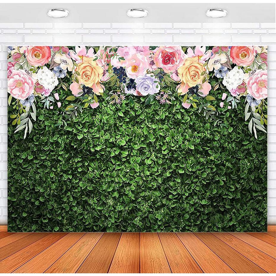 6x4ft Flower Grass Photography Backdrop Green Spring Grass Lawn Party ...