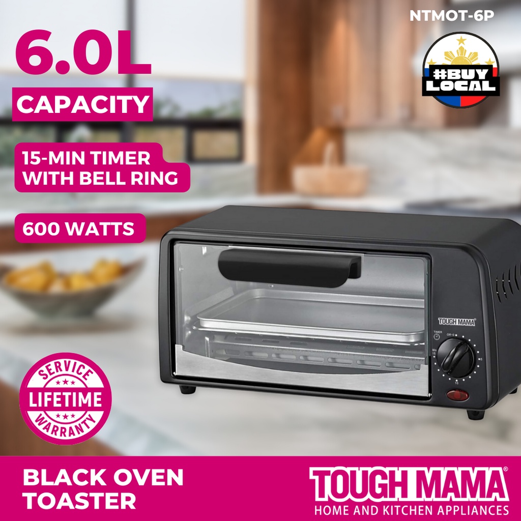 Tough Mama 6 Liters NTMOT6P Oven Toaster BLACK 6L capacity Timer with
