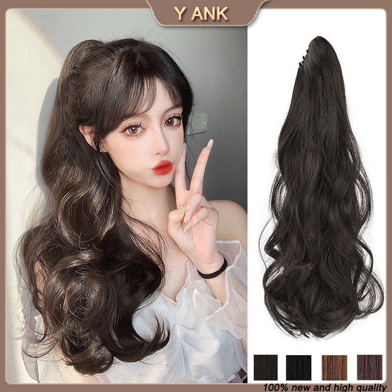 YAN Fashion Hair Wigs Long Curly Hair Wig Claw Clip Extensions Ponytail ...